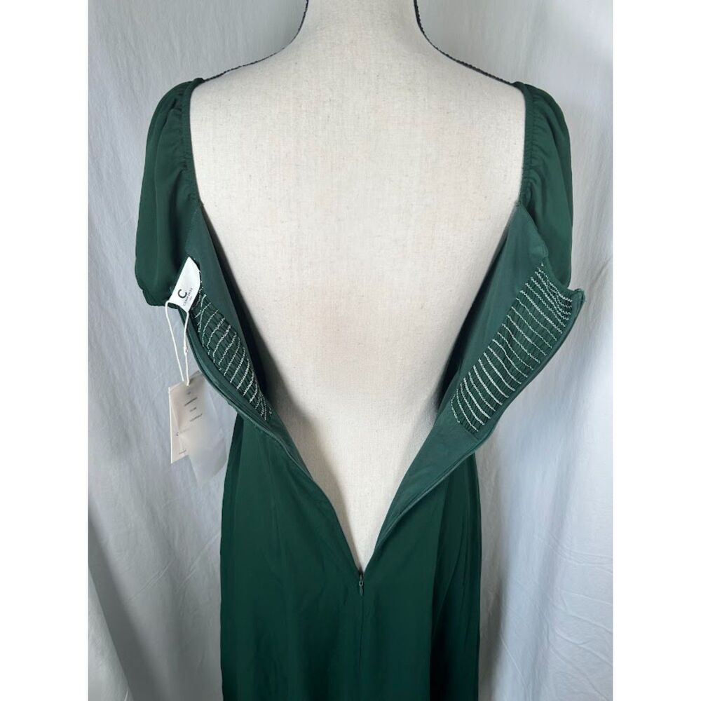 NWT Cottagecore Romantic Green Puff Sleeve Square Neck Midi Commense Dress XS - Picture 4 of 13